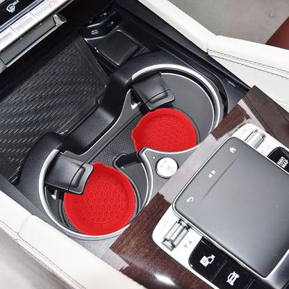 Amooca 4-Pack Spill-Proof Cup Coasters Non-Slip Car Cup Holder Inserts - color: Red, size: 4 pack
