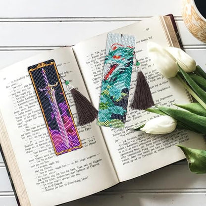 Dragon Sword Diamond Art Bookmarks, Diamond Painting Book Marks for Adults - style: Dragon 02