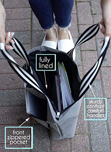 Brooke & Jess Designs Church Bags for Women - Bible Tote Bags for Women, Large Tote Bag for Womens with Zipper - color: Gray