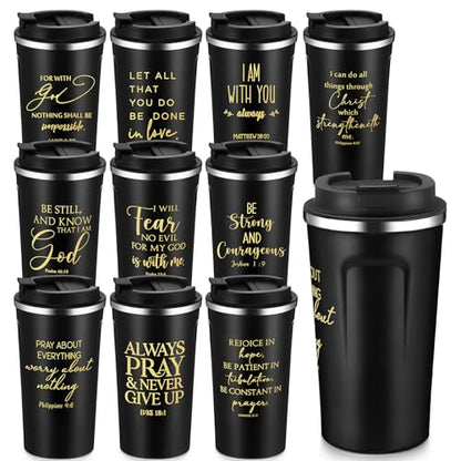 Meanplan 10 10 Set Christian Bible Verse Cup, Bible Theme, Black - color: Black, size: Bible Theme