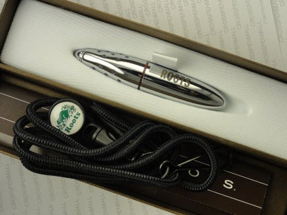 Cross Made in the USA Red Metal Ion Gel Ink Rollerball Pen with Key Clip and Lanyard. Roots Engraved on side