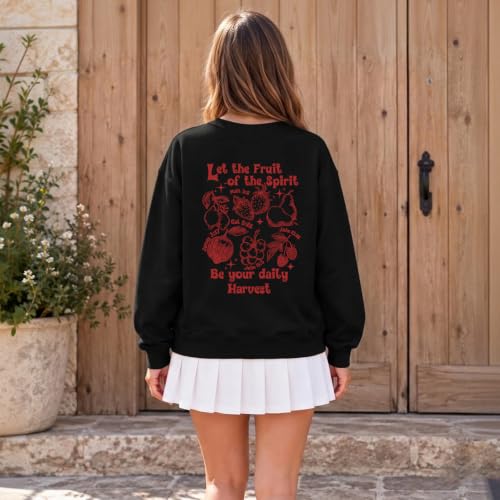 Womens Christian Faith Bible Verse Fruit of The Spirit Sweatshirt - color: Black, size: XX-Large