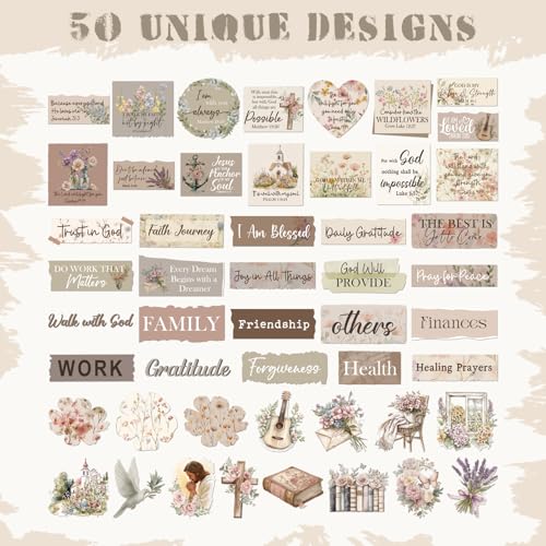 Prayer Board Supplies Kit - 50 Pcs Christian Jesus Bible Stickers - color: Flower