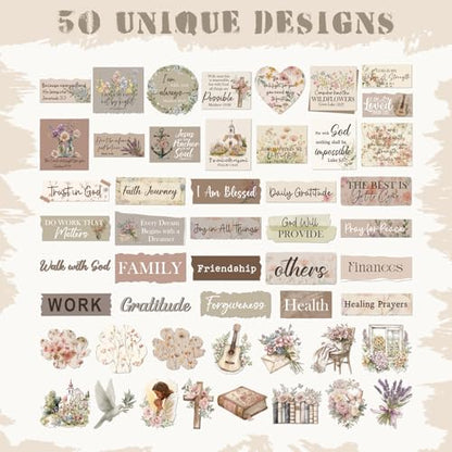 Prayer Board Supplies Kit - 50 Pcs Christian Jesus Bible Stickers - color: Flower