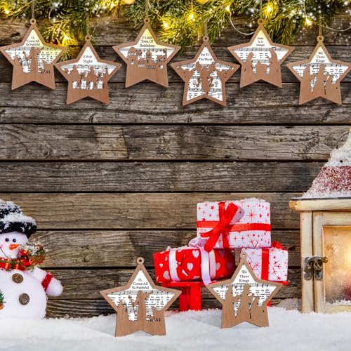 Shellwei 24 Pcs Christmas Wooden Nativity Ornaments Set Bulk Gift - style: Star