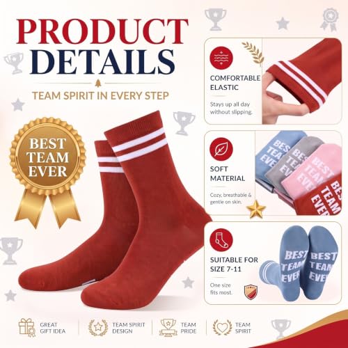 Glitopper 12 Pairs Best Team Ever Gift Socks Bulk - color: Macaron, style: Team