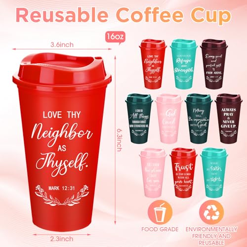 Skylety 20 Pack Christian Gifts Bulk 16oz Bible Verse Tumbler with Lids - color: Bright Color