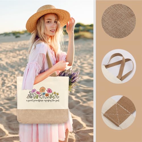Tote Bag, Gifts for Women Friends Girlfriend Coworker Wife Mom Reusable Tote Bags Birthday Thank You Gift - color: A Sweet Friendship