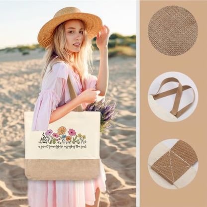 Tote Bag, Gifts for Women Friends Girlfriend Coworker Wife Mom Reusable Tote Bags Birthday Thank You Gift - color: A Sweet Friendship