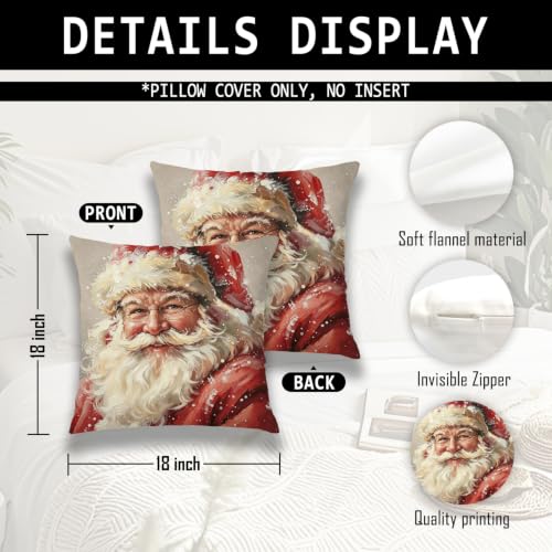 Red Christmas Xmas Santa Pillow Cover 18x18 - color: White, size: 18" x 18" (Pack of 1)