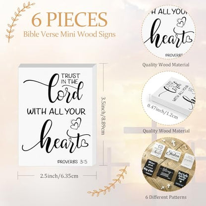 Yalikop 6 Pcs Bible Verse Christian Mini Wooden Sign, Charming Style - style: Charming Style