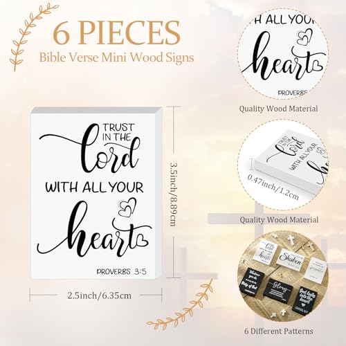 Yalikop 6 Pcs Bible Verse Christian Mini Wooden Sign, Charming Style - style: Charming Style