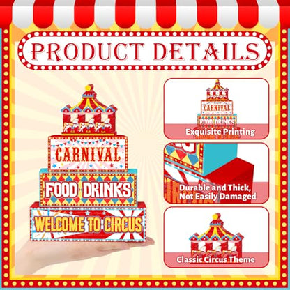 Britimes Tiered Tray Decor Set, 4 Pack, Wooden Table Sign, Carnival - style: Circus Carnival
