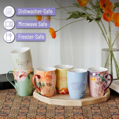 BTaT- Christian Coffee Cups, Set of 6, 12 oz, Bible Verse Mugs, Christian Mugs, Scripture Coffee Cups - size: 6 Count (Pack of 1)