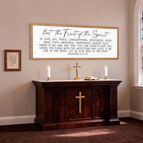 The Fruit of the Spirit Rustic Bible Verse Framed Wall Art - color: Natural Frame, style: The Fruit of the Spirit