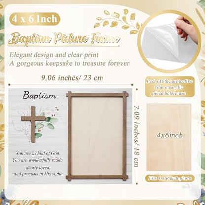 Baptism Gifts for Boys Girls, Baptism Photo Frame with Gift Box, Leaf - style: Leaf