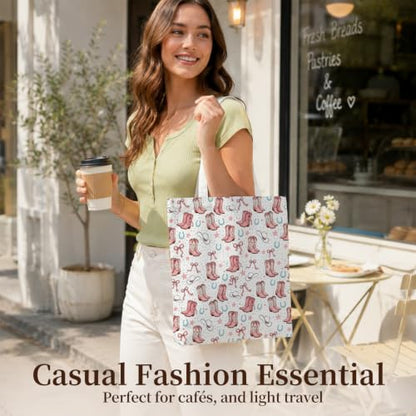 Western Cowgirl Canvas Tote Bag Cowgirl Gifts - color: Western Cowboy Theme 7