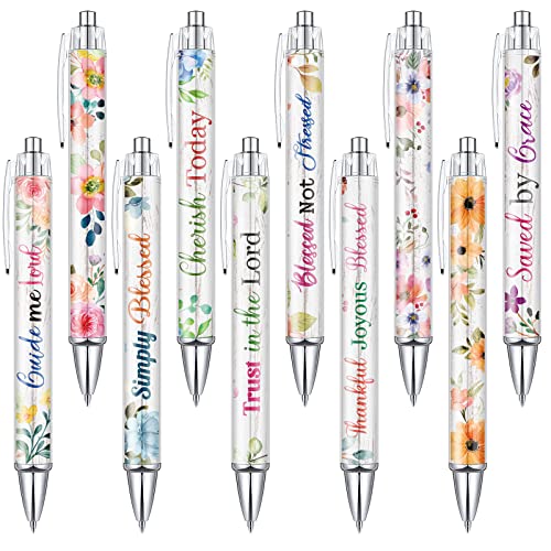 Tinlade 10 Pcs Christian Bible Verse Ballpoint Ink Pens,Flower - style: Flower