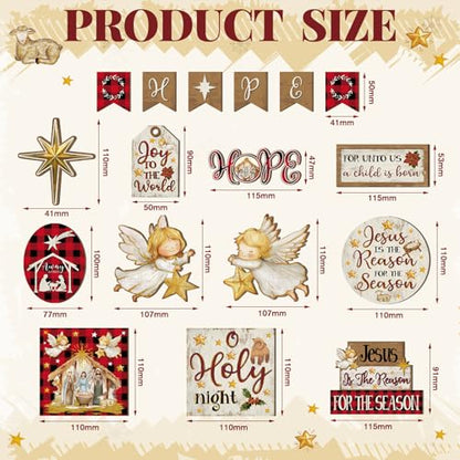 Vercraft Christmas Tiered Tray Decor Xmas Wooden Table Decor, Nativity - style: Nativity Scene