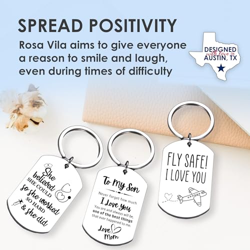 Rosa Vila Keychains For Women & Men, Gifts For Mom, Bonus Mom, Aunt, Sister, Dad, Grandma, Nurse, Teens, Coach, Teacher Pilot - style: To My Son Keychain