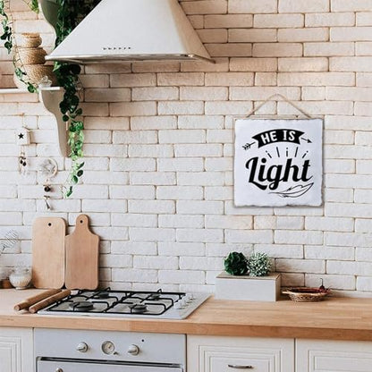 He Is Light Wood Plaque Funny Bible Verse Hanging Wooden Sign Rustic Custom Sign Living Room Farmhouse Front Door Entryway 12x12 Inch Christian Religious Gifts - color: Wooden Color-style-7