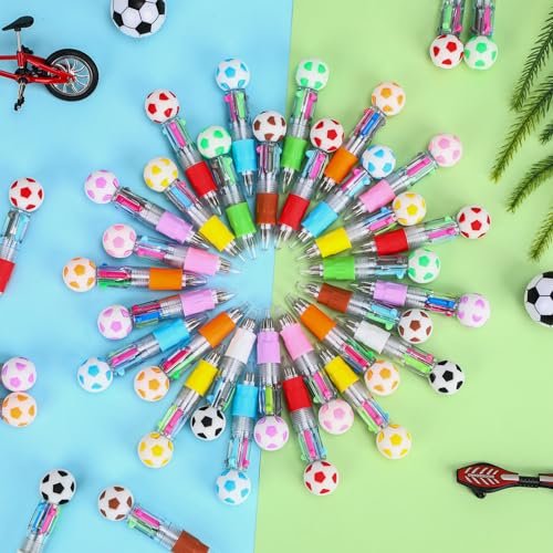 48 Pack Soccer Party Favors Bulk - Multicolor Mini Pens for Kids, Classroom Prizes, Goodie Bag Stuffers Supplies - color: Soccer
