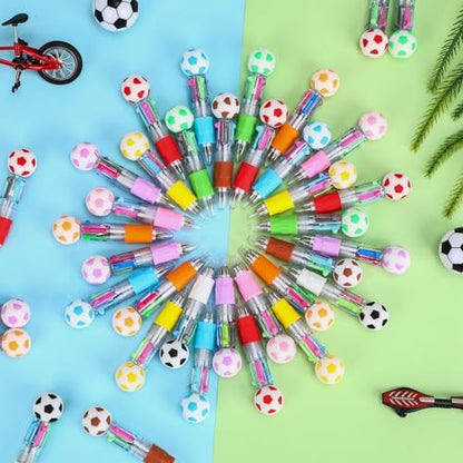 48 Pack Soccer Party Favors Bulk - Multicolor Mini Pens for Kids, Classroom Prizes, Goodie Bag Stuffers Supplies - color: Soccer