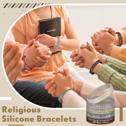 Ecation 72 Pcs Bible Verse Christian Bracelets Silicone,Black Brown - color: Black Brown