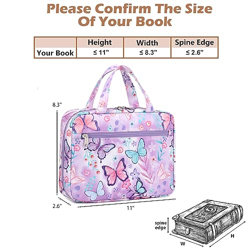 Octsky Bible Covers Bible Case Book Carrying Case Scripture Church Bag Bible Protective with Handle Zippered Pocket (Butterfly Purple)