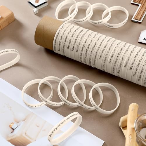 Estune 120 Pcs Bible Verse Bracelets Christian Wristbands, White Color - color: White Color