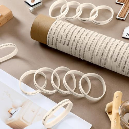 Estune 120 Pcs Bible Verse Bracelets Christian Wristbands, White Color - color: White Color