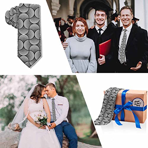 Black Dots Men's Neckties Retro Classic Circle Geometry Men's Tie for Mens Teens Business Work Casual Wedding Party - color: Rounded Lines