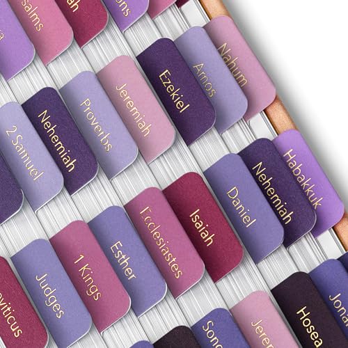 Mr. Pen- Bible Tabs, 75 Tabs, Berry Bloom, Gold Foil Embossed Lettering - color: Berry Bloom