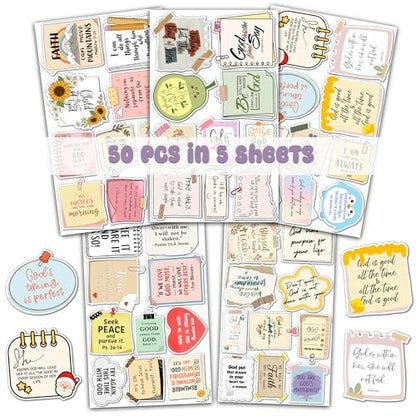 50 Pcs Christian Quotes Sticker Bible Verse Vinyl Stickers Waterproof Positive Decals for Water Bottle Vision Board Planner Notebook Luggage Phone Laptop Birthday Gifts for Women Mom Friends - color: Chritian Quotes