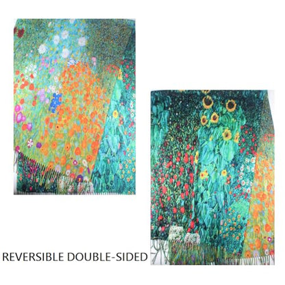 Umjetnost Soft Cashmere Feel Scarf For Women Winter Warm Scarves Large Shawl Wrap Monet Van Gogh Art Print - color: R09 Green&orange