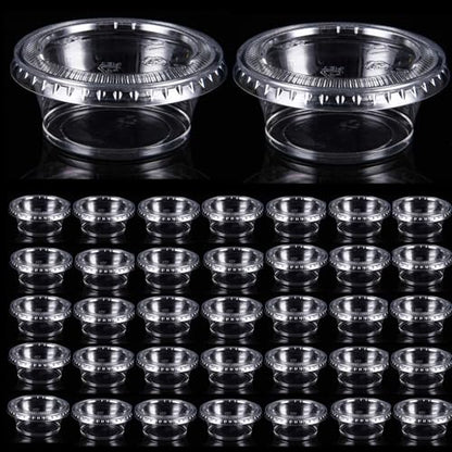 400 Pack 0.5 Oz Disposable Portion Sauce Cups with Lids, Clear Condiment Containers with Lids, Jello Shot Souffle Cups, Sampling Tasting Cups for for Parties and Events, Communion