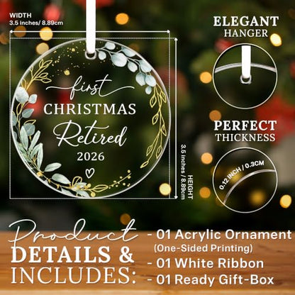 HEXMOZ Retirement Gift for Woman - Retirement Gifts for Men, Women 2026 - color: First Christmas Retired 2026