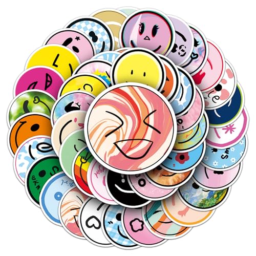 50PCS Smile Face Stickers, Waterproof Vinyl Decals, Positive Vibe Stickers for Water Bottles, Laptops, Journals(Smiling face) - color: Smiling Face