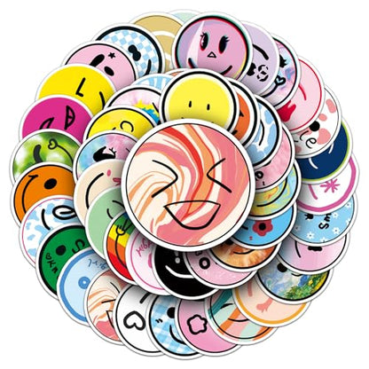 50PCS Smile Face Stickers, Waterproof Vinyl Decals, Positive Vibe Stickers for Water Bottles, Laptops, Journals(Smiling face) - color: Smiling Face