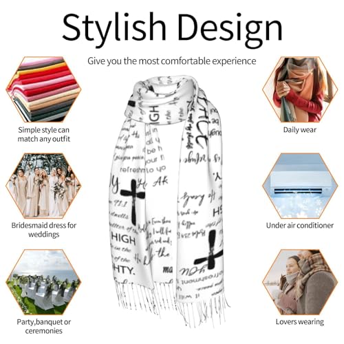 Prayer Shawls and Wraps for Women, Jesus Christian Gifts Bible Scarf Super Soft Fashion Shawl With Tassel - color: Color1