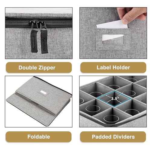 Stack Store Plus More Champagne Flute Storage Box - Hard Shell China Storage Holds 12 Stemware Glasses - Protects Flutes, Crystal Glass, Wine Glasses and Fine China - Stackable - Fully Padded Inside - style: Champagne Glass Storage