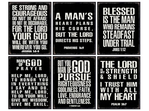 Christian Wall Art - Religious Wall Decor- Christian Gifts for Men - Motivational Quotes Scripture - Man cave Decor - Positive Quotes Wall Art - Inspirational Office Décor Print