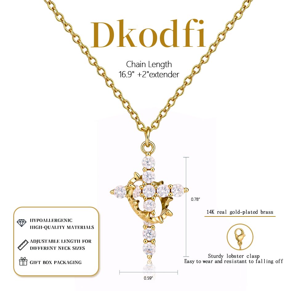 Cross Necklace for Women - Dainty 14K Gold Silver Plated Cross Necklace Choker Jewelry Cute Simple Small Trendy Non Tarnish Waterproof Faith Religious Jewelry Gift for Teenage - style: 01-Cross-Gold