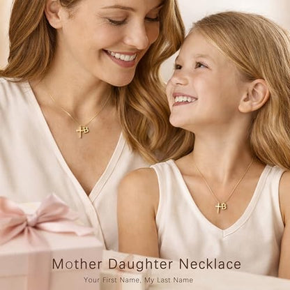 Cross Initial Necklace for Women, 14K Gold Plated Dainty Cross & Letter(A-Z) Pendant Necklace, Personalized Monogram Letter Christian Jewelry,Baptism First Communion Confirmation Easter Gift - color: B
