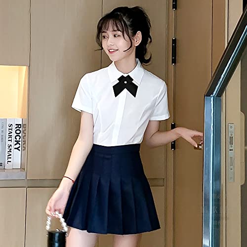 Adjustable Criss Cross Bow Tie School Uniform Pre Tied Bowtie Necktie Women Uniform Tie Cosplay Costume Accessory - color: 01, Navy Blue