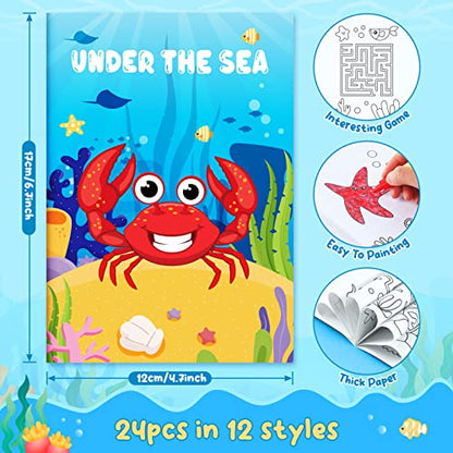 BenLouis 24 Pcs Under the Sea Mini Coloring Books for Kids Party Favors - style: Ocean