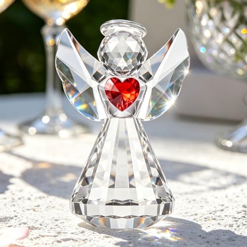 Crystal Guardian Angel Figurine Decoration, Glass Guardian Angel Statue Christmas Birthday Gifts for Girl Women Girlfriend Daughter, Art Collectible Figurines Home Decor (Angel -Clear) - color: Angel -Clear