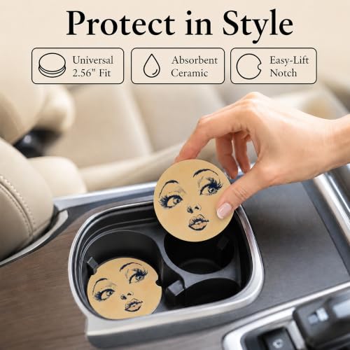 Car Coasters for Cup Holders, Beauty Lover Car Coasters Set of 2, B14 - color: Moon
