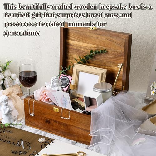 Threehoney Large Wooden Wedding Keepsake Box with Lid,Heart - style: Heart