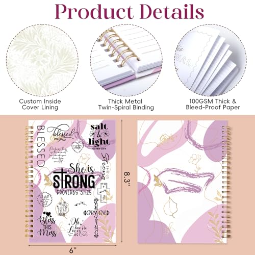 XKDOUS Hardcover Spiral Notebook, Bible Journal for Women, Bible Notebook - color: Purple